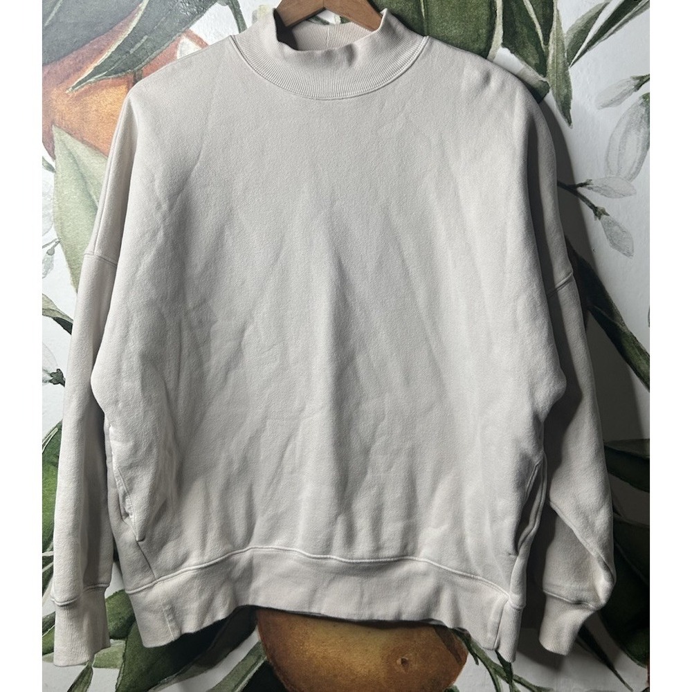 TNA Women's 2 US Large Beige Cozy Knit Sweater Pullover Casual Minimalist Cotton